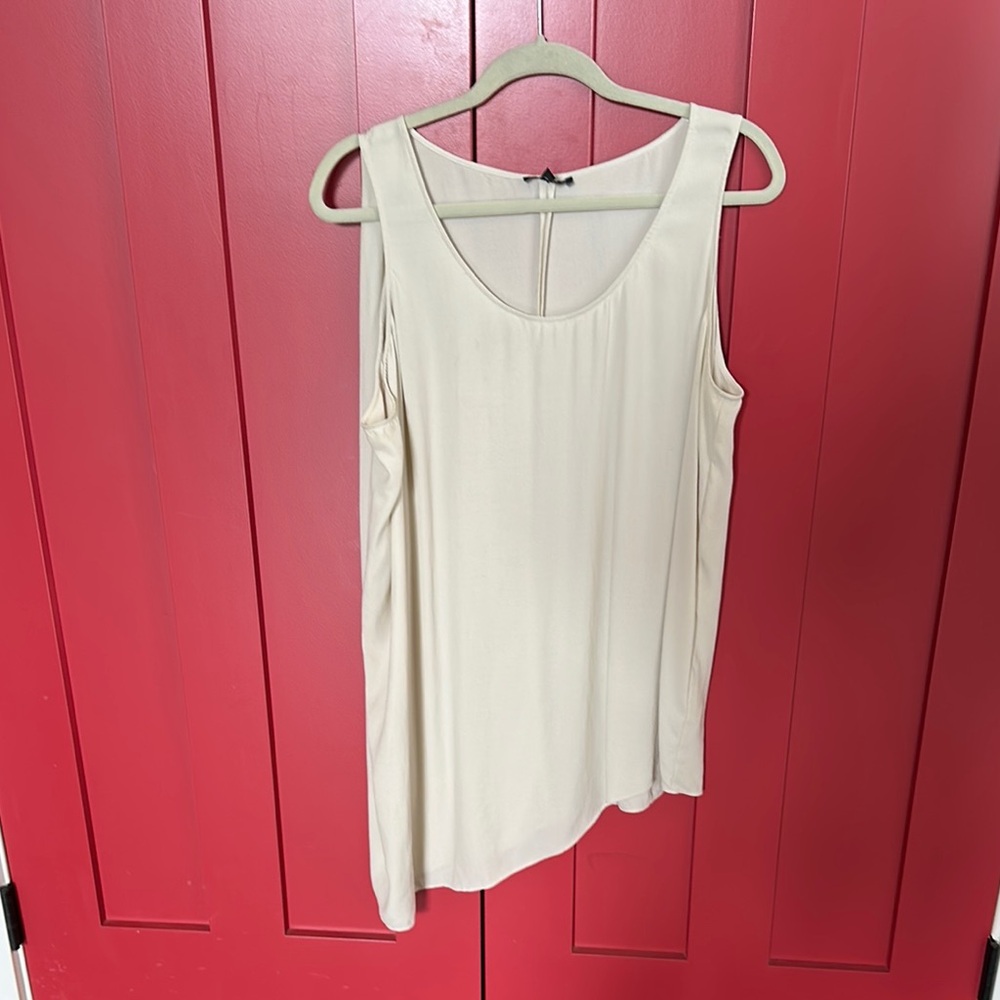 Eileen Fisher Cream Pleated Sleeveless Tank Top Size XL